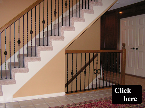 gallery of pics from an installation of satin black wrot iron balusters