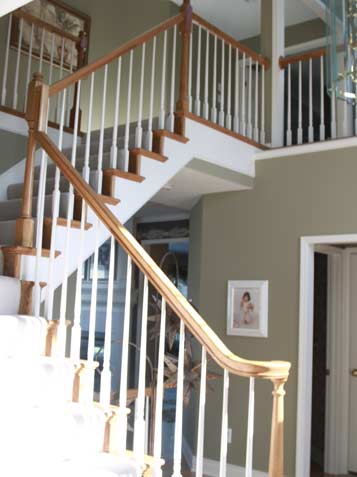 Replace wood spindles with iron ones