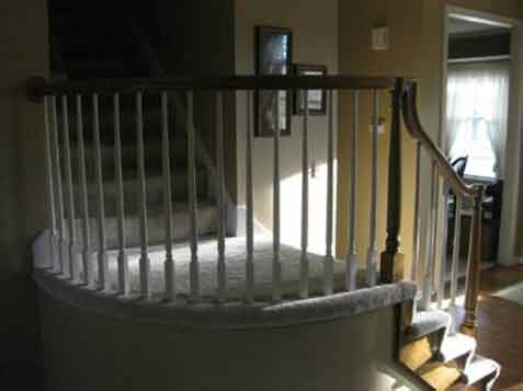 Curved Railing with Wood Spindles before