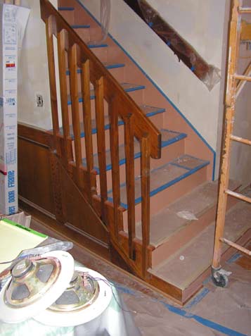 Old & dated Wood Spindles and Dated Woodwork Stain Color