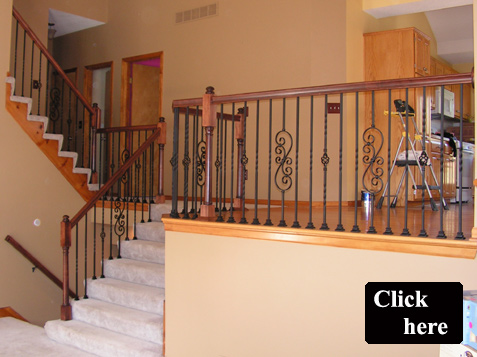 New Handrail, Posts, & Iron Balusters
