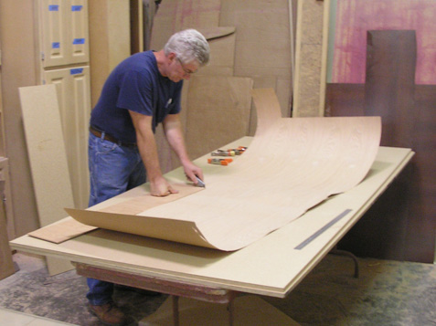 Steve laying out Burl Veneer