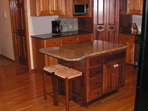 island with Custom Shaped Overhang for Stools
