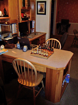 Chess or Game Table Built-in Hickory Custom Cabinets