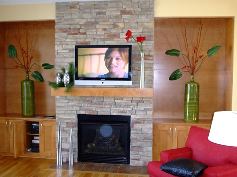 Fireplace Mantle and Bookcase Wall Set