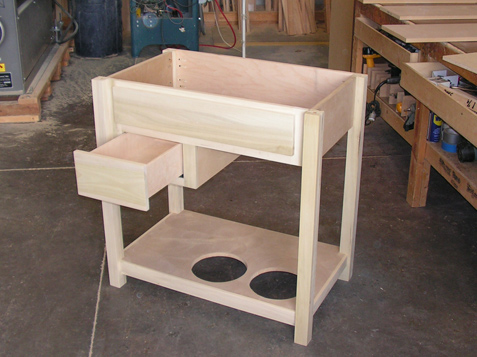 Custom Shaker Style Vanity with Dog Dish cutouts at bottom